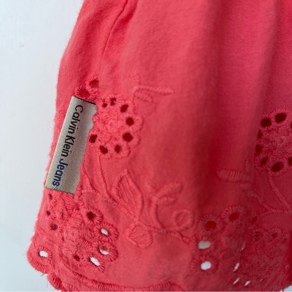 •Calvin Klein• Coral  Eyelet Lined Casual Dress - Size 12 Months - Picture 5 of 8